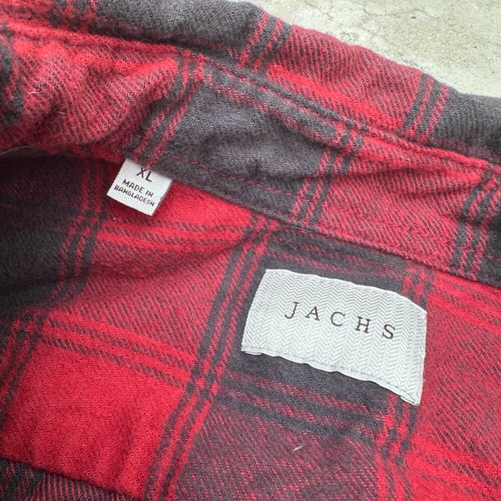 JACHS Mfg 100% Cotton Plaid Flannel Black Red Medium Thick Soft Mens - XL - Picture 3 of 6